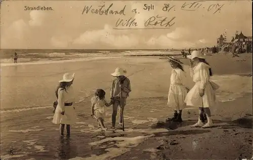 Ak Insel Sylt in Nordfriesland, Kinder am Strand