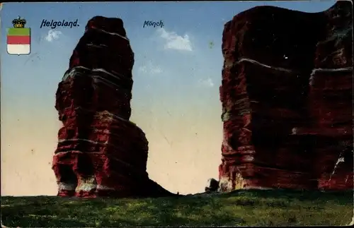 Ak Helgoland, Steilküste, Der Mönch, Wappen