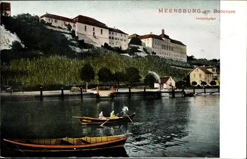 Ak Meersburg am Bodensee, Innenhafen, Boote