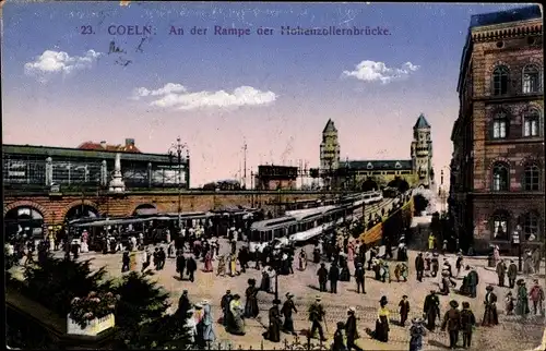 Ak Köln am Rhein, Rampe der Hohenzollernbrücke