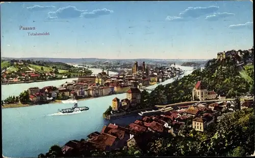 Ak Passau in Niederbayern, Totalansicht