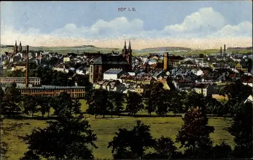 Ak Hof an der Saale Oberfranken Bayern, Blick auf Stadt und Umgebung