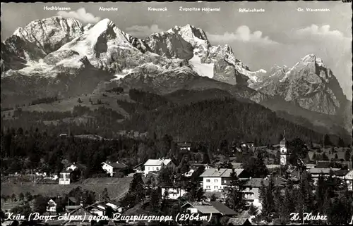 Ak Krün in Oberbayern, Ortsansicht, Bayerische Alpen, Zugspitzgruppe