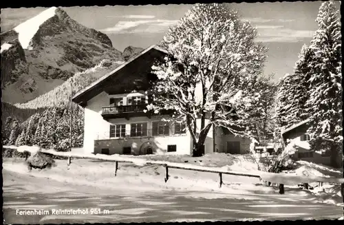 Ak Garmisch Partenkirchen in Oberbayern, Ferienheim Reintalerhof, Winteransicht