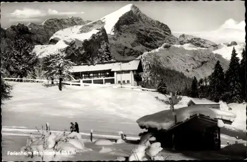 Ak Garmisch Partenkirchen in Oberbayern, Ferienheim Reintalerhof, Winteransicht