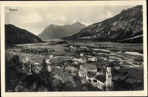 Ak Oberau in Oberbayern, Ortsansicht, Kirche