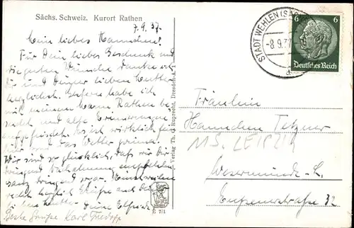 Ak Rathen an der Elbe Sächsische Schweiz, DSU Dampfer Leipzig