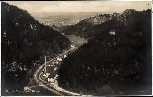 Ak Oybin in der Oberlausitz, Blick nach Zittau