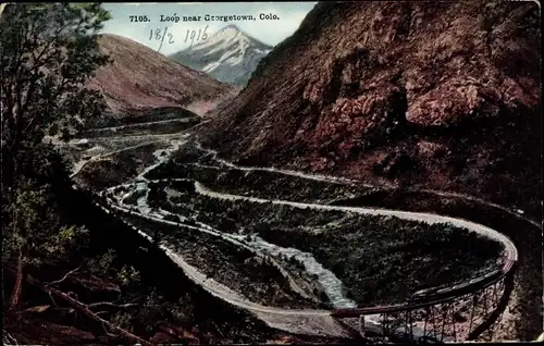 Ak Colorado USA, Schleife in der Nähe von Georgetown