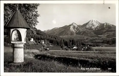 Ak Egg am Faakersee Villach Kärnten Österreich, Gnadenbild, Ortschaft, Berg