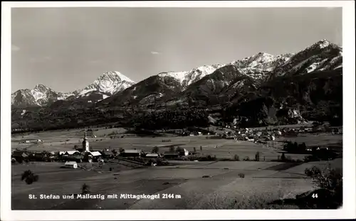 Ak Sankt Stefan bei Dürnstein Kärnten, Panorama, Mallestig, Mittagskogel