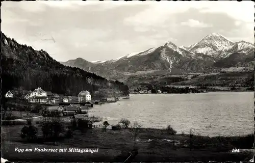 Ak Egg am Faaker See Villach in Kärnten, Panorama, Mittagskogel