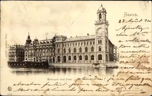 Ak Zürich Stadt Schweiz, Metropol und Post