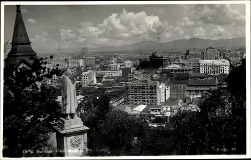 Ak Santiago de Chile, Panorama, Statue