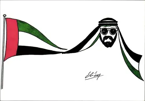 Ak Arabische Emirate, Biend in ihrer Flagge