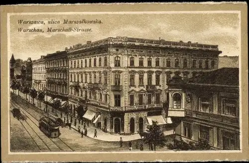 Ak Warszawa Warschau Polen, Marschall-Straße