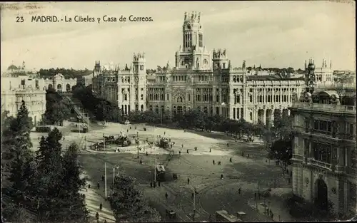 Ak Madrid Spanien, La Cibeles y Casa de Correos