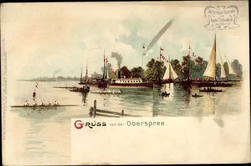 Litho Berlin Köpenick Grünau, Partie an der Oberspree