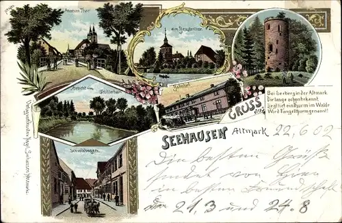 Litho Seehausen in der Altmark in Sachsen Anhalt, Neues Tor, Beustertor, Schillerhain, Schwibbogen