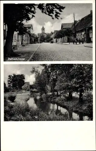 Ak Rethem an der Aller, Straßenpartie, Bachlauf