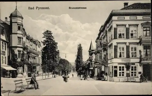 Ak Bad Pyrmont in Niedersachsen, Brunnenstraße, Bank