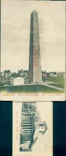 Leporello Ak Boston Massachusetts USA, Bunker-Hill-Monument, Kings-Chapel, Faneuil-Hall