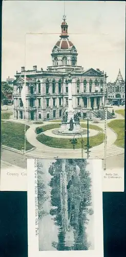 Leporello Ak Peoria Illinois USA, County-Court-House, Oak-Park, Postamt