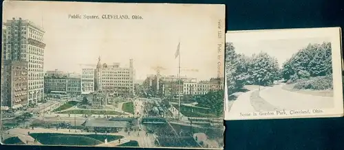 Leporello Ak Cleveland Ohio USA, Public Square, Gordon-Park, Rockefeller-Park