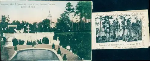 Leporello Ak Lakewood New Jersey USA, Geo J. Goulds Georgian Court, Sunken Gardens