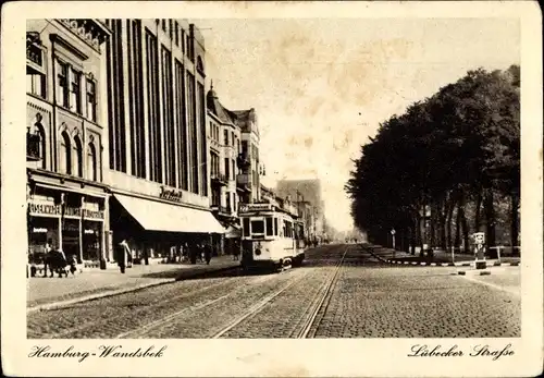 Ak Hamburg Wandsbek, Lübecker Straße, Straßenbahn