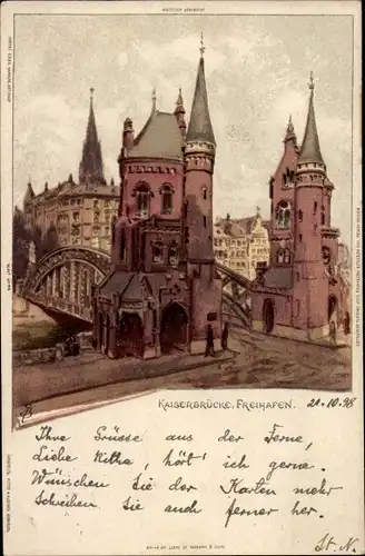 Künstler Ak Biese, C., Hamburg Mitte Altstadt, Kaiserbrücke, Freihafen