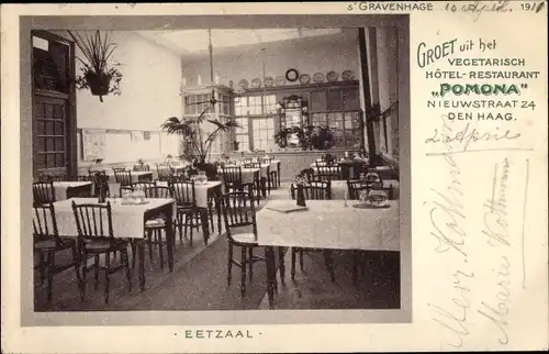 Ak 's Gravenhage Den Haag Südholland, Hotel-Restaurant Pomona, Nieuwstraat 24, Eetzaal