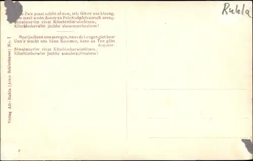 Ak Ruhla, Thüringer Kinder in Tracht, Meei juchzen unn seengen, Mundart