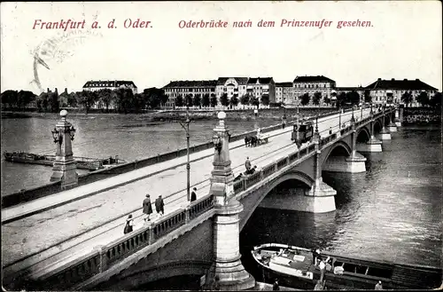 Ak Frankfurt an der Oder, Oderbrücke, Prinzenufer