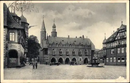 Ak Goslar am Harz, Reichsbauernstadt, Marktplatz, Türme, Fachwerkhaus