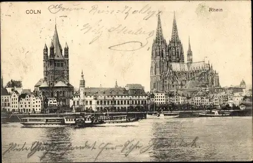 Ak Köln am Rhein, Dampfer, Dom