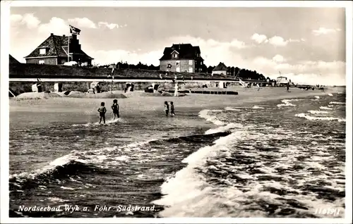 Ak Wyk auf Föhr Nordfriesland, Südstrand, Badegäste, Promenade