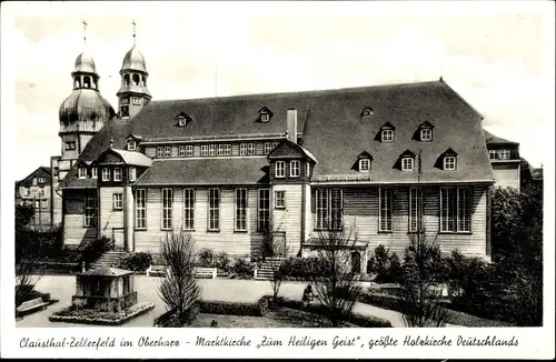 Ak Clausthal Zellerfeld im Oberharz, Marktkirche Zum Heiligen Geist, größte Holzkirche Deutschlands