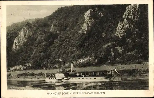 Ak Bad Karlshafen an der Weser, Hannoversche Klippen, Dampfer