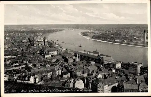 Ak Köln am Rhein, Blick vom Dom nach N., Messegelände, Mülheim