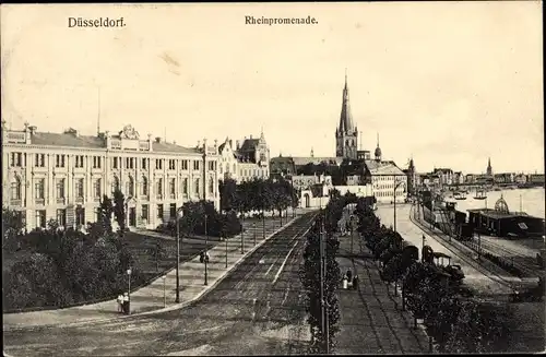 Ak Düsseldorf am Rhein, Rheinpromenade