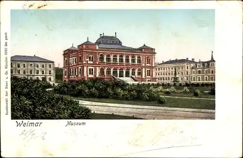 Golden Windows Leuchtfenster Ak Weimar in Thüringen, Museum, Außenansicht