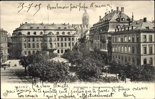 Ak Mainz am Rhein, Schillerplatz, Gouvernements-Gebäude