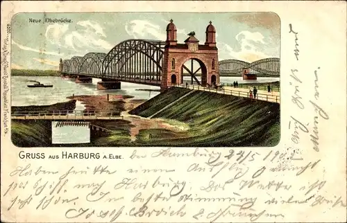 Litho Hamburg Harburg, Neue Elbbrücke