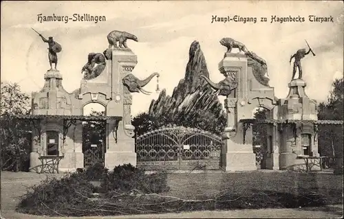 Ak Hamburg Eimsbüttel Stellingen, Carl Hagenbecks Tierpark, Haupt-Eingang