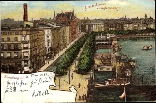 Ak Hamburg, Alter und neuer Jungfernstieg
