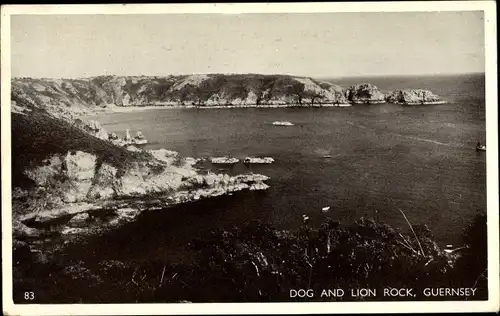 Ak Guernsey Channel Island, Dog and Lion Rock