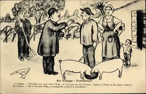 Ak Frankreich, Bauernhofszene, Schweine