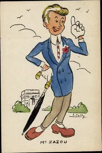 Künstler Ak Mr. Zazou, eleganter Mann