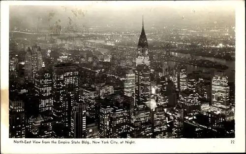 Ak New York City, Blick v. Empire State Building, Nacht